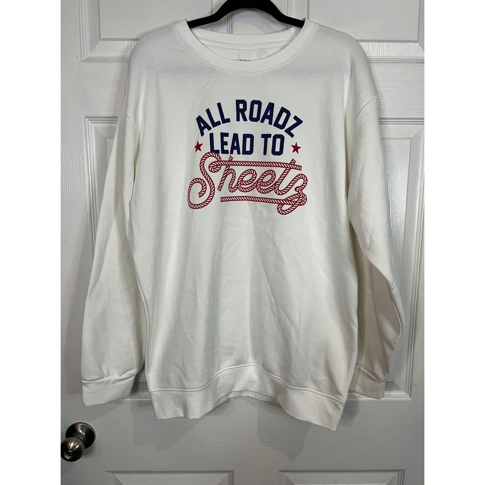 Sheetz Men's  Graphic Sweatshirt White All Roadz Lead to Sheetz - Large